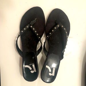 Black stud sandal with kitten heel